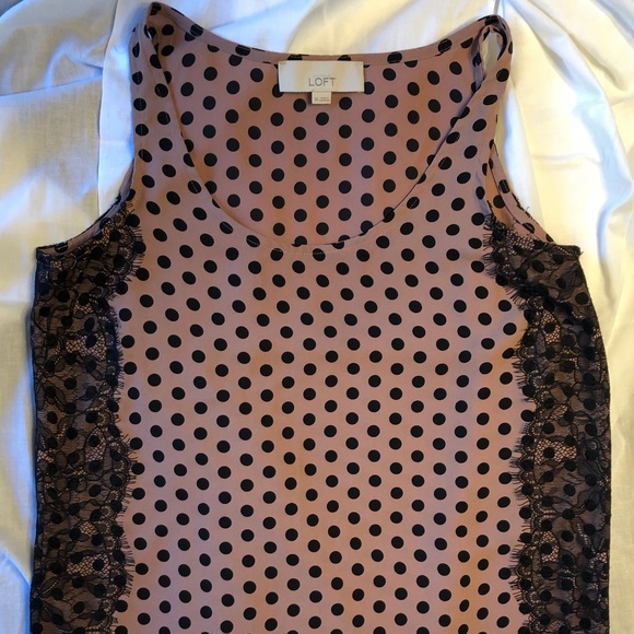 Loft rose flowy tank black lace, polka dot - Picture 2 of 6